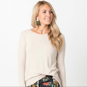 Fitted Tee Long Sleeve Heather Oatmeal